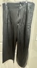 Anthropologie Colette Faux Leather Pants Wide Leg Maeve Black Sz 33 Edgy Grunge