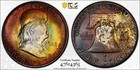 1948-d Franklin 50c Silver Half Dollar Pcgs Ms 65 Fbl Crimson Rainbow Toning