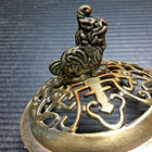 Antique Brass Chinese Incense Burner Lid With Qilin And Shou Symbol 3 d X2 h