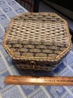 Vintage Sewing Basket 1960 Dritz Woven Wicker Coated Sisal Sewing Basket Octagon