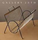 Vintage  Atomic Modern Magazine Rack  50s 60s Mid Century Interior Design Brass