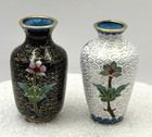 Vintage Miniature Chinese Cloisonne Enamel Vases - Lot Of 2 - 3    3-1 8  Tall