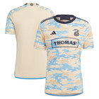 Philadelphia Union Jersey Men Adidas 23 24 Away Kit Camo Blue Tan Mls Sz  L