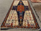 4x7 Vintage Oriental Rug Antique Colorful Heriz Handmade Handwoven Navy 4x6 Ft