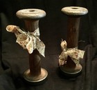 Antique Vintage Wooden Industrial Thread Textile Spools  Two