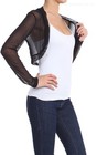 New Women Sheer Mesh Chiffon Long Sleeves Bolero Shrug Opened Cropped Cardigan 