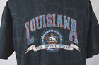 Vintage 90s State Of Mine Louisiana All Over Print Map T-shirt Large Black Tee