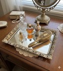 Vintage Mirror Tray Gold-tone Filigree 9    X 13    Durable Elegant Vanity Dresser