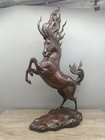14 5   Old Chinese Dynasty Bronze Gilt Fengshui 12 Zodiac Year Horse Statue