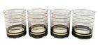 Set Of 4 Vtg Culver Striped Black   22k Gold Mcm Whiskey Lowball Glasses Mcm