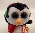 Ty Beanie Boos North The Holiday Penguin 6  Glitter Eyes Nwt