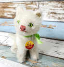 Vintage Steiff Kitty Cat Green Eyes Swivel Head Mohair Germany Chest Tag