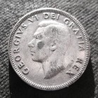 Old Silver 25 Cents 1951 Coin Of Canada King George Vi   Caribou