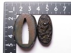 Antique Japanese Shakudo Fuchi Kashira Edo Period Zogan Inlay Dragon Sword 11mm