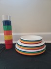 Vintage Picnic Rainbow Travel Plastic Dining Set Ingrid Chicago Retro Mcm Groovy