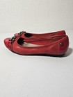 Ak Sport Women   s Red Ballet Flat Slip-on Chain Accent Round Toe Comfort 8