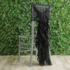 Black Premium Chair Cover With Curly Chiffon Ruffled Sashes Wedding Decorations