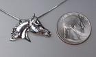 Arabian Horse Pendant W Stone  Chain Sterling Silver Necklace Equestrian Jewelry