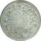 Rare British India Victoria Silver Rupee 1862 Rare 0 10 Dots High Grade Lz33