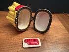 Vintage Ceramic French Fries Hinged Trinket Box W  Ketchup Packet