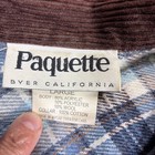 Vintage Paquette Zip Up Shirt Jacket Women Large Blue Plaid Corduroy Collar