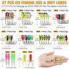 87pcs Ice Fishing Jigs Kit Glow In Dark Jig Heads Soft Lures For Walleye Crappie