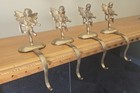4 Vintage Brass Metal Angels Cherubs Lute Christmas Stocking Hook Holders India
