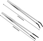2pcs Stainless Steel Reptile Feeding Tongs With Rubber Tip  10 6    Silver 