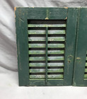 Small Pair 13x17 Antique House Window Wood Louvered Green Shutters Vtg  87-25b
