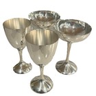 Set Of Four Silverplate Int  Silver Co  Barware Glasses Excellent Condition Vtg