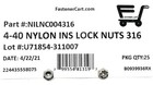  25  4-40 Stainless Steel Nylon Insert Lock Nuts - 316 Marine Grade Stainless