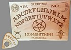 Wooden Ouija Board   Planchette W  Pentagram  Wiccan Goddess   God   Homemade