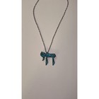 Silver   Inlay Turquoise Chai Necklace Pendant   Judaica Collectible 