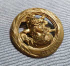 Large Vintage Antique Metal Pierced Picture Button Bellvm Roman Warrior 1-5 8 