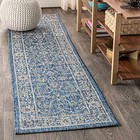  Vine   Border Indoor Outdoor Runner Rug 2x8 Navy gray  Palazzo Textured Weave 