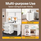 Folding Sewing Machine Table  Compact Craft Station W  Storage   Lockable Wheels