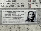 Real 2018 Taylor Swift Reputation Stadium Tour Ticket Stub 7 102018 Fedex Field 