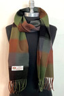New 100  Cashmere Scarf  wrap Made In England Plaid Olive black gray brown  Soft