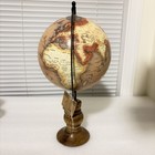 Desktop World Map Rotating Globe With Wooden Base 15    New W  Tag