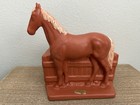 Vintage Haeger Horse   Fence Ceramic Planter Terracotta Orange Original Sticker