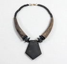 Mizoram Necklace With Pentagon Pendant Carved Tribal Vintage Approx 10 Inches