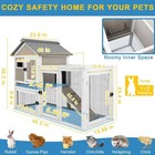 48  L Rabbit Hutch Outdoor Indoor Bunny Hutch Weatherproof  2-story Wood Cage