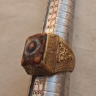 Extremely Rare Ancient Roman Bronze Ring Multicolor Stone Old Antique Artifact