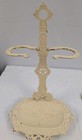 Vintage Cast Iron Fireplace Tool Holder   2 Tools Cream Chippy Paint