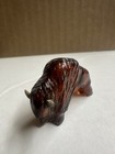 Vtg Zuni Hand Carved Amber Fluorite Amber Stone Buffalo Bison Fetish Figurine