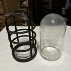 Vintage  Industrial Glass Globe Wire Light Guard Cage Lamp