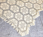 Vintage Hand Crocheted Star Pattern Bedspread Cover 76 x92 