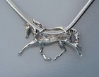 Large Trotting  Horse Sterling Silver Pendant   Stainless Steel Chain  Jewelry