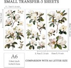 3pcs set White Magnolia Rub On Transfers For Crafts And Furniture 6x12 Inch F   