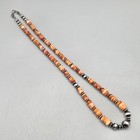 Spiny Oyster Sterling Navajo Pearl Saucer Bead Necklace Southwest Native 19 5  